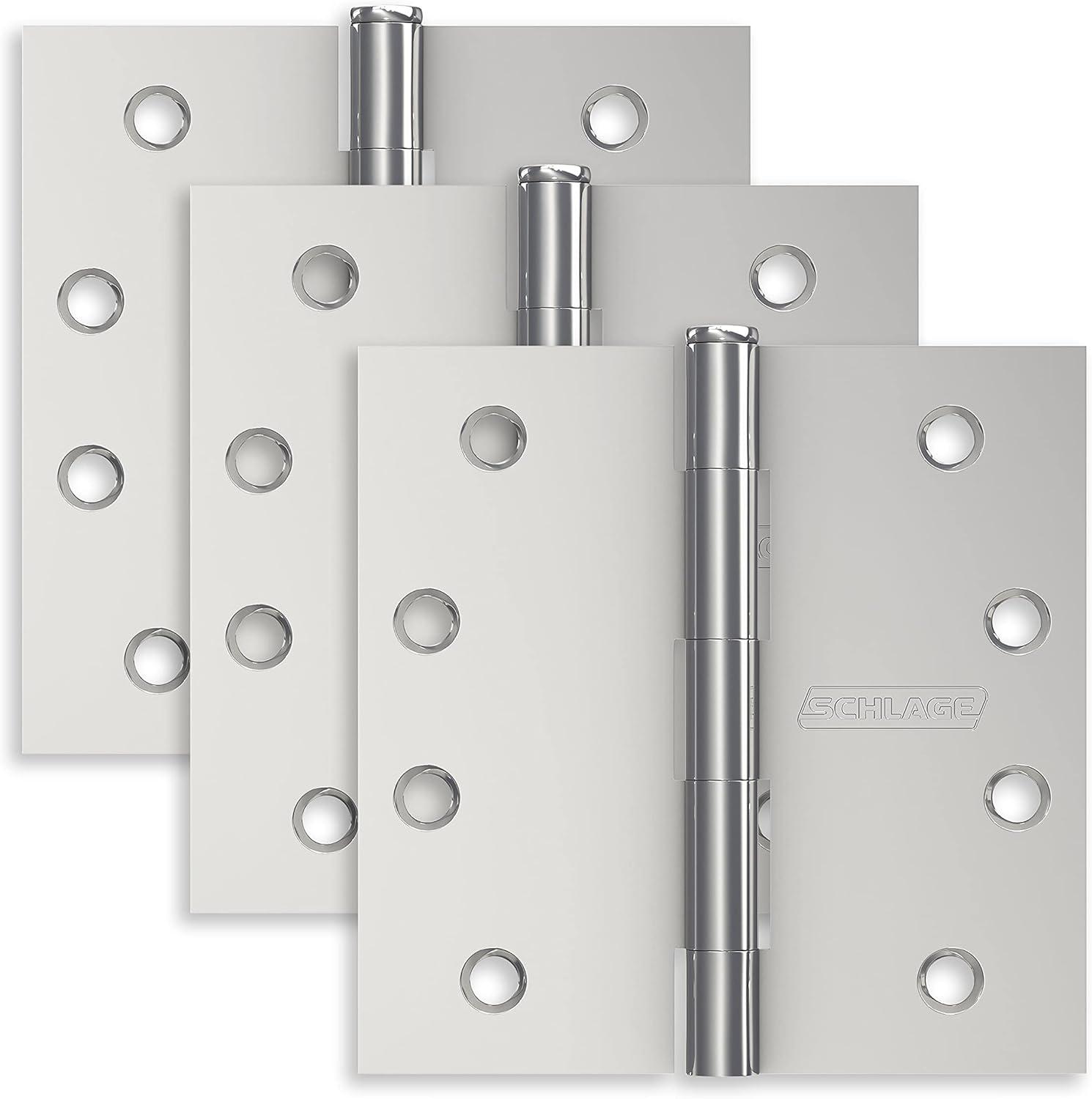 image:imageSchlage 35 Door Hinge with Square Corner in Satin Brass 3PackBright Chrome