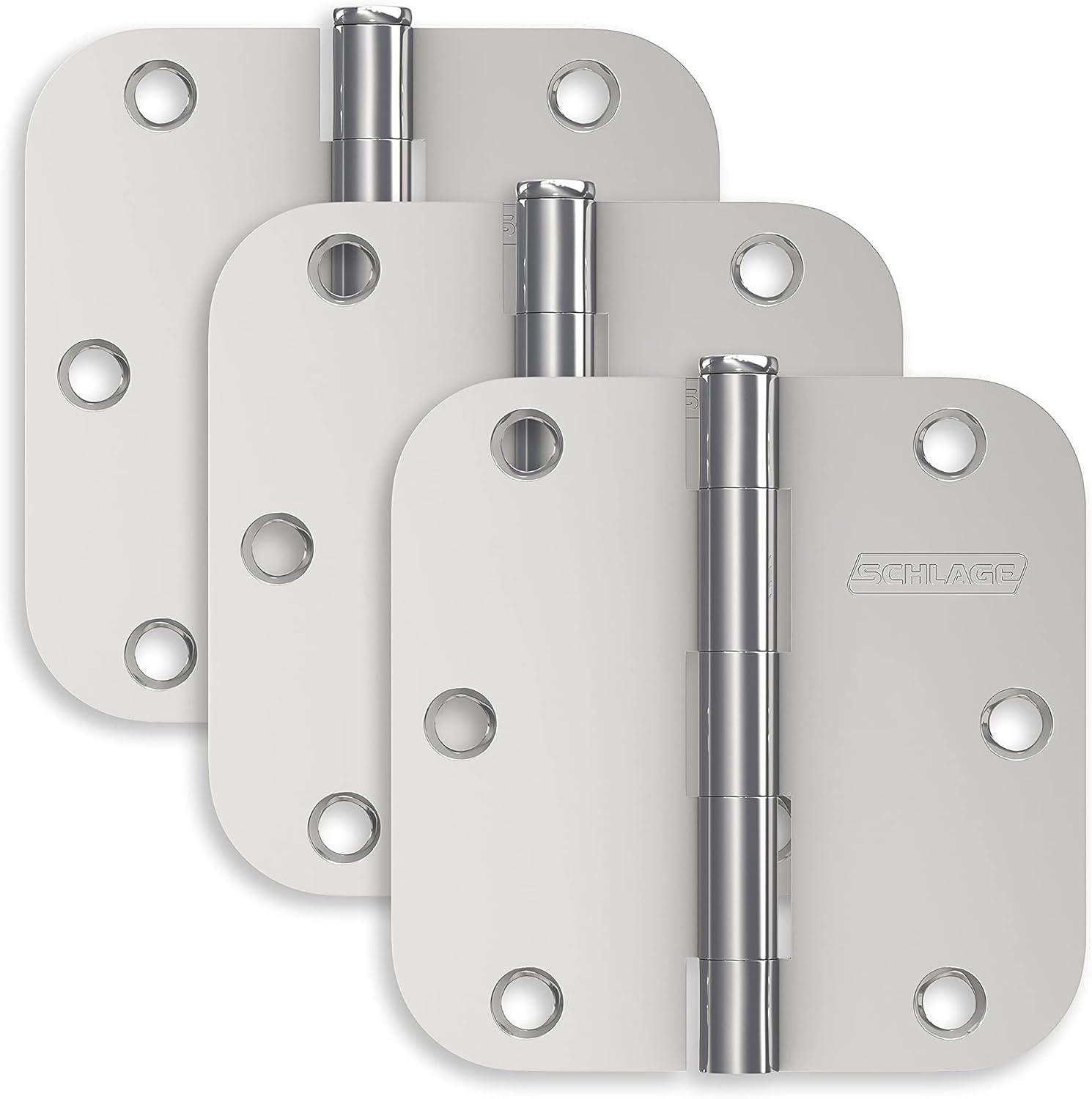 image:imageSchlage 35 Door Hinge with Square Corner in Satin Brass 3PackBright Chrome