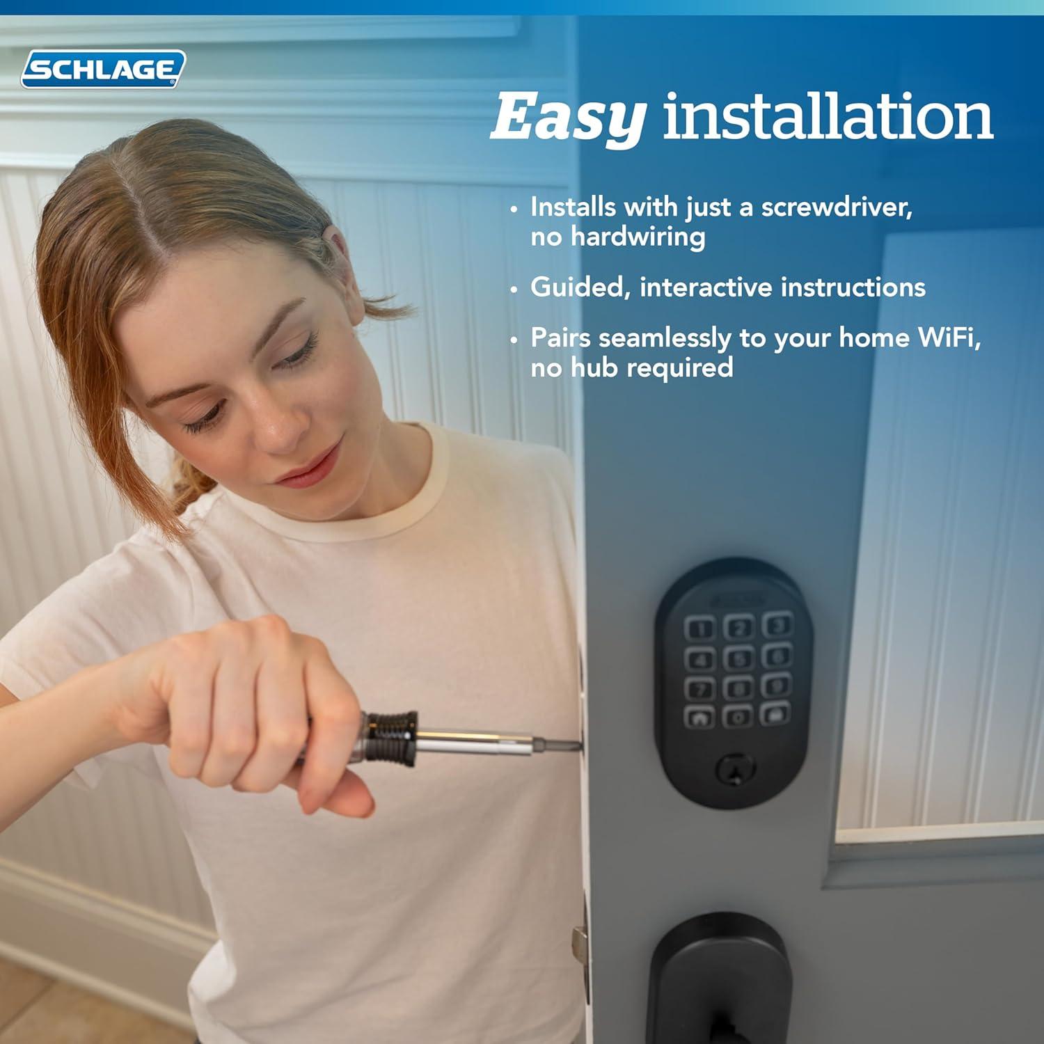 image:imageSchlage Arrive WiFi Deadbolt Smart Lock Keyless Entry Door Lock with Century Trim Matte Black Compatible with Alexa and Google BE459WB CEN 622Matte Black