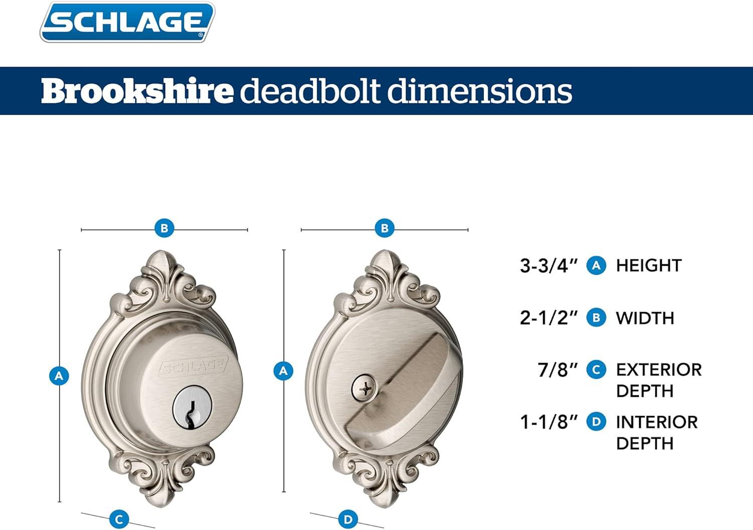 image:imageSchlage B60 N BRK 716 Deadbolt with Brookshire Trim Keyed 1 Side Highest Residential Security Aged Bronze