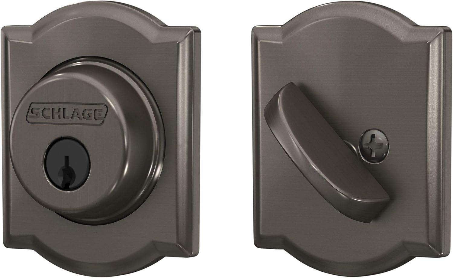 image:imageSchlage B60 N CAM 716 Deadbolt with Camelot Trim Keyed 1 Side Highest Residential Security Aged Bronze