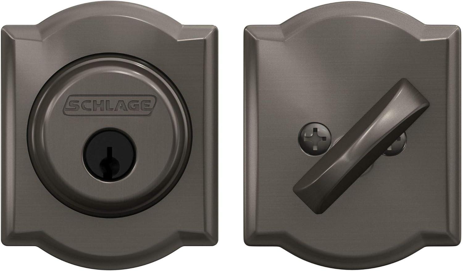 image:imageSchlage B60 N CAM 716 Deadbolt with Camelot Trim Keyed 1 Side Highest Residential Security Aged Bronze