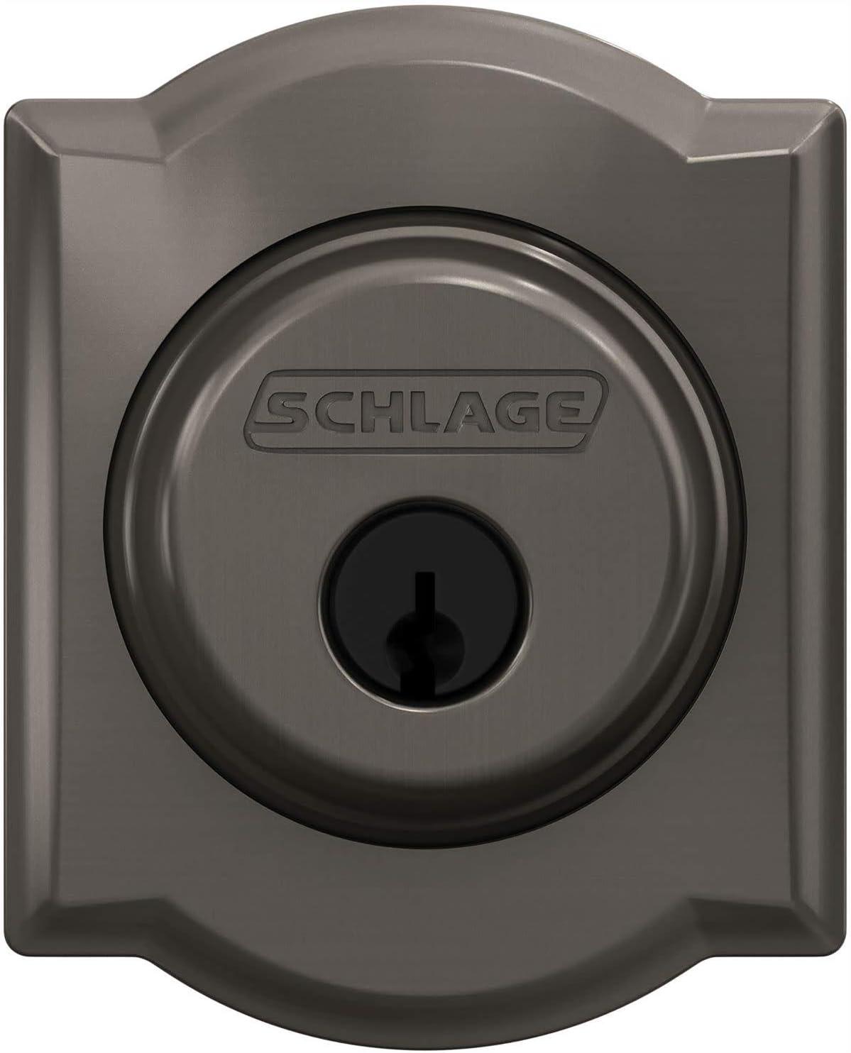 image:imageSchlage B60 N CAM 716 Deadbolt with Camelot Trim Keyed 1 Side Highest Residential Security Aged Bronze