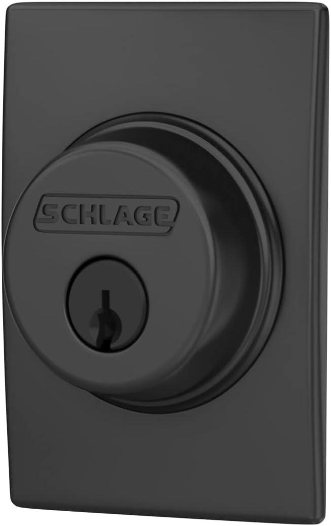 image:imageSchlage B60 N CEN 622 Deadbolt with Century Trim Keyed 1 Side Highest Residential Security Matte BlackMatte Black