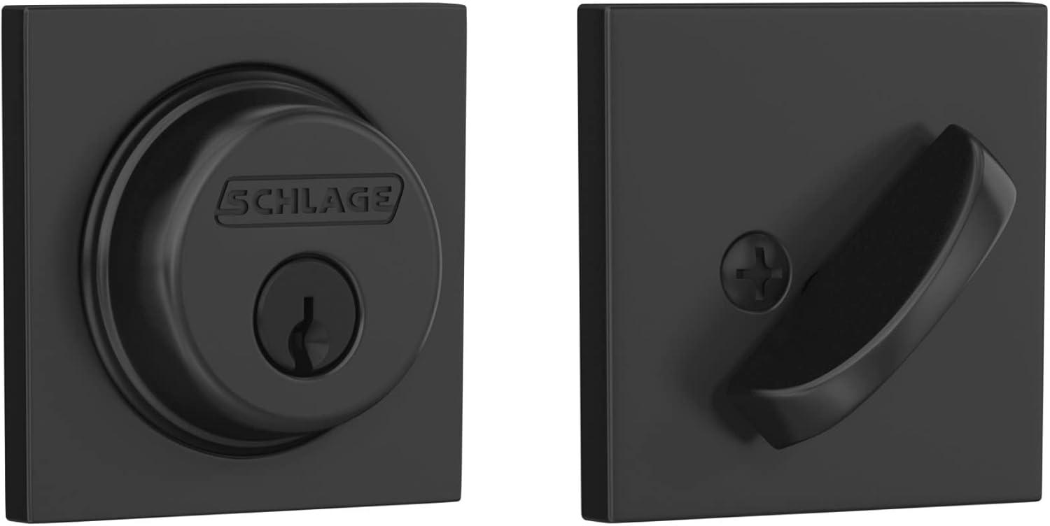 image:imageSchlage B60 N COL 622 Deadbolt with Collins Trim Keyed 1 Side Highest Residential Security Matte Black B60NCOL622