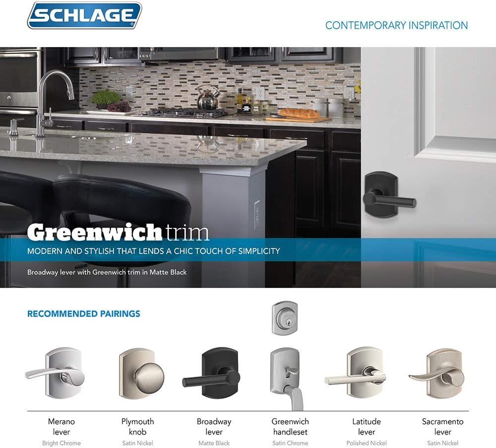 image:imageSchlage B60 N GRW 716 Deadbolt with Greenwich Trim Keyed 1 Side Highest Residential Security Aged Bronze