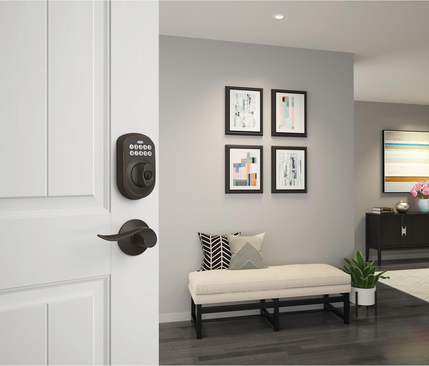 image:imageSchlage BE365 V CAM 619 Camelot Keypad Deadbolt Electronic Keyless Entry Lock Satin NickelAged Bronze