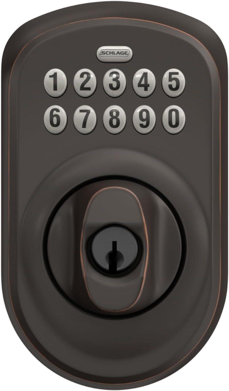 image:imageSchlage BE365 V CAM 619 Camelot Keypad Deadbolt Electronic Keyless Entry Lock Satin NickelAged Bronze