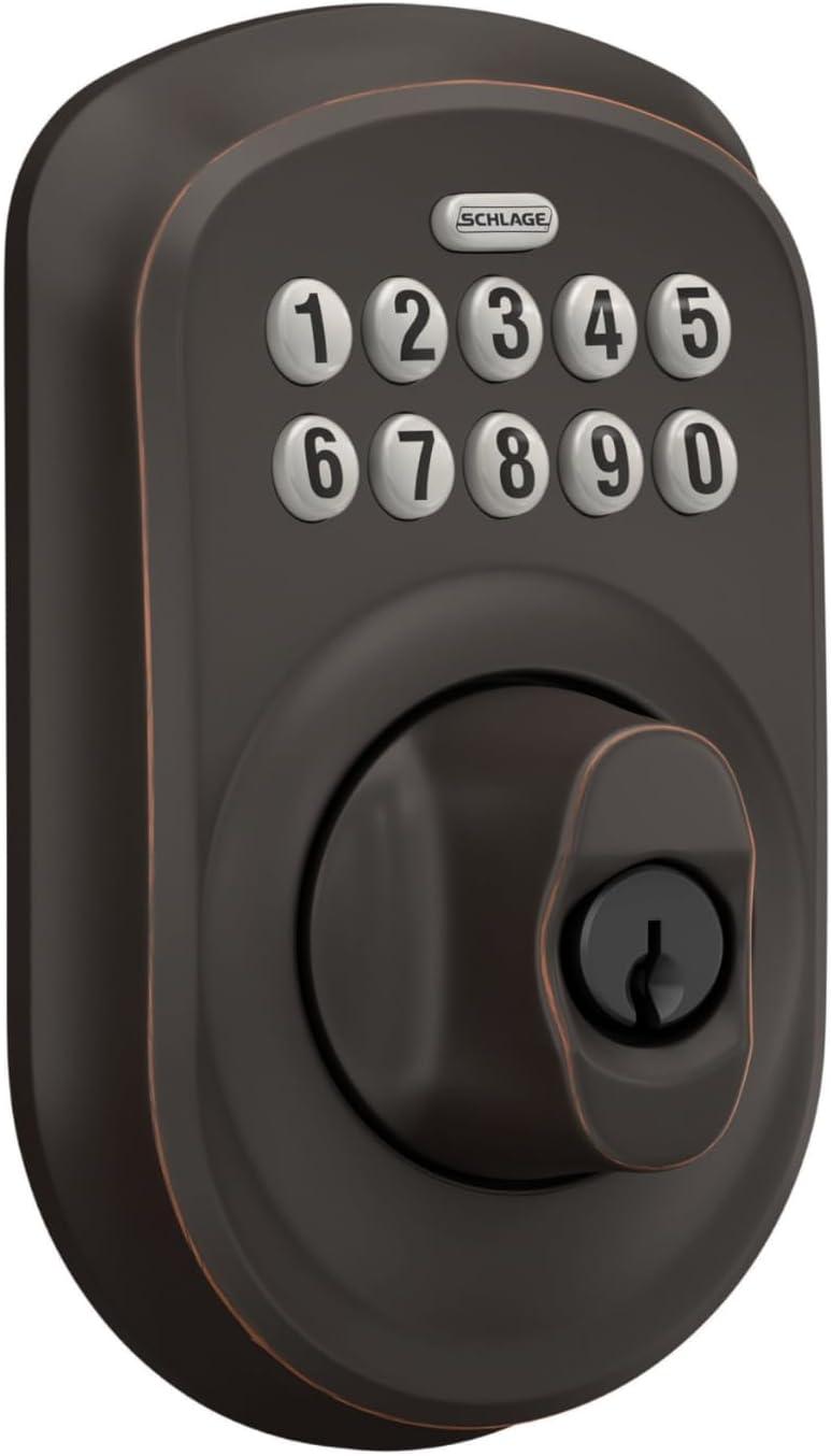 image:imageSchlage BE365 V CAM 619 Camelot Keypad Deadbolt Electronic Keyless Entry Lock Satin NickelAged Bronze