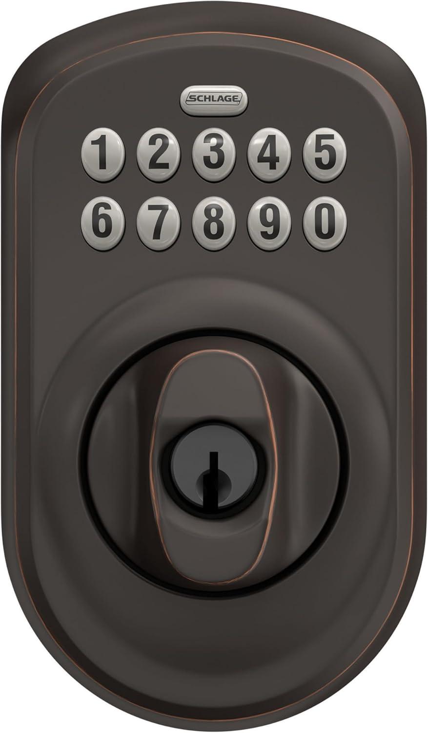 image:imageSchlage BE365 V CAM 619 Camelot Keypad Deadbolt Electronic Keyless Entry Lock Satin NickelAged Bronze
