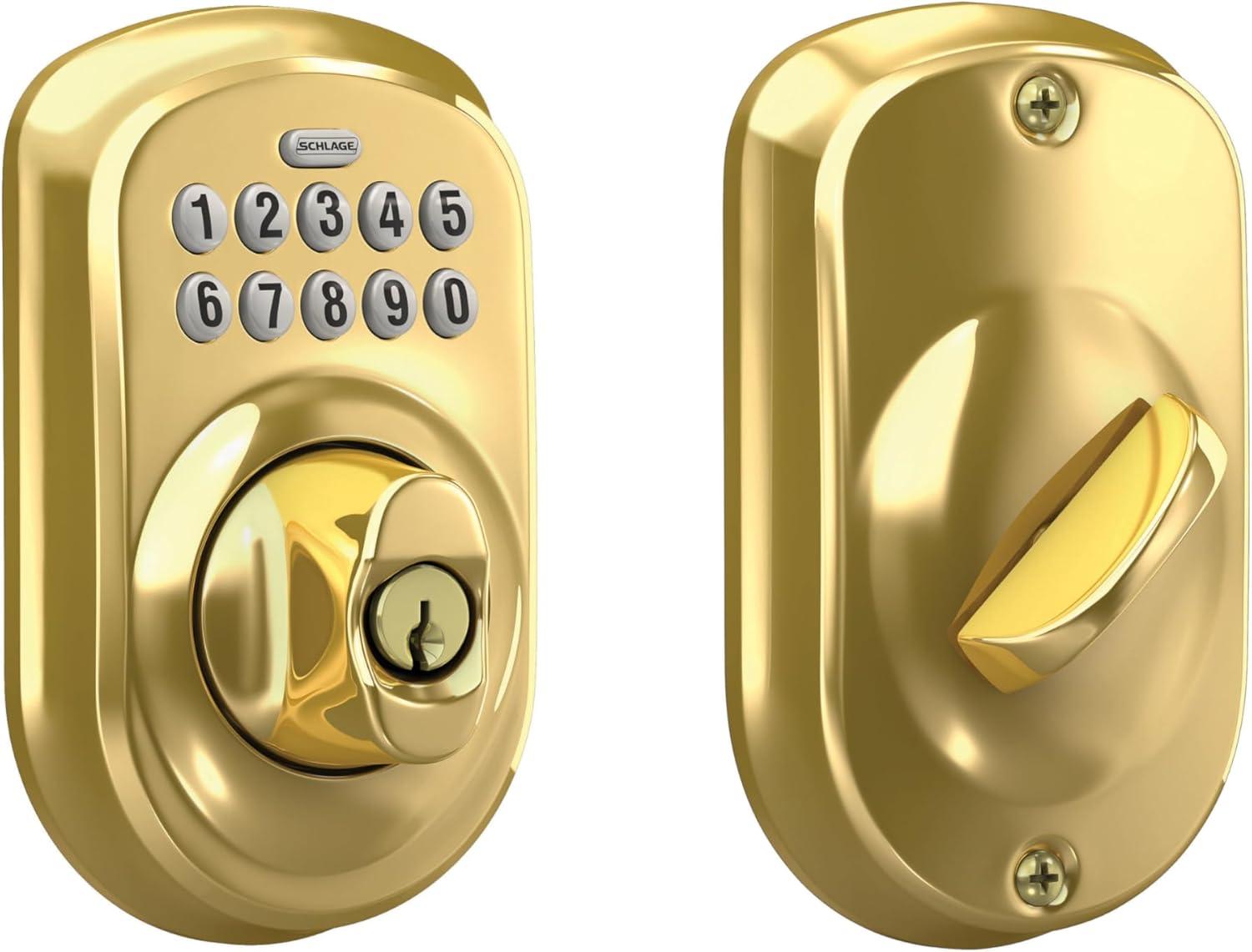 image:imageSchlage BE365 V CAM 619 Camelot Keypad Deadbolt Electronic Keyless Entry Lock Satin NickelBright Brass