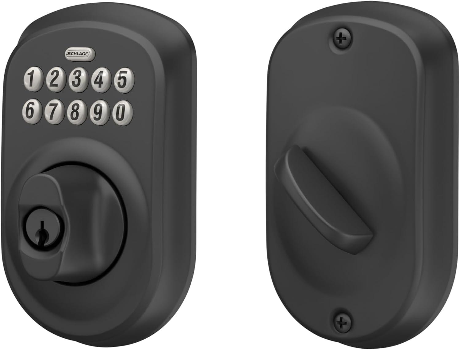 image:imageSchlage BE365 V CAM 619 Camelot Keypad Deadbolt Electronic Keyless Entry Lock Satin NickelMatte Black