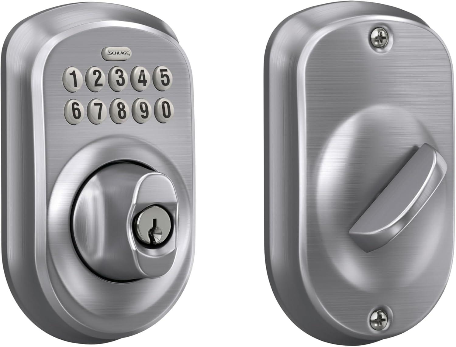 image:imageSchlage BE365 V CAM 619 Camelot Keypad Deadbolt Electronic Keyless Entry Lock Satin NickelSatin Chrome
