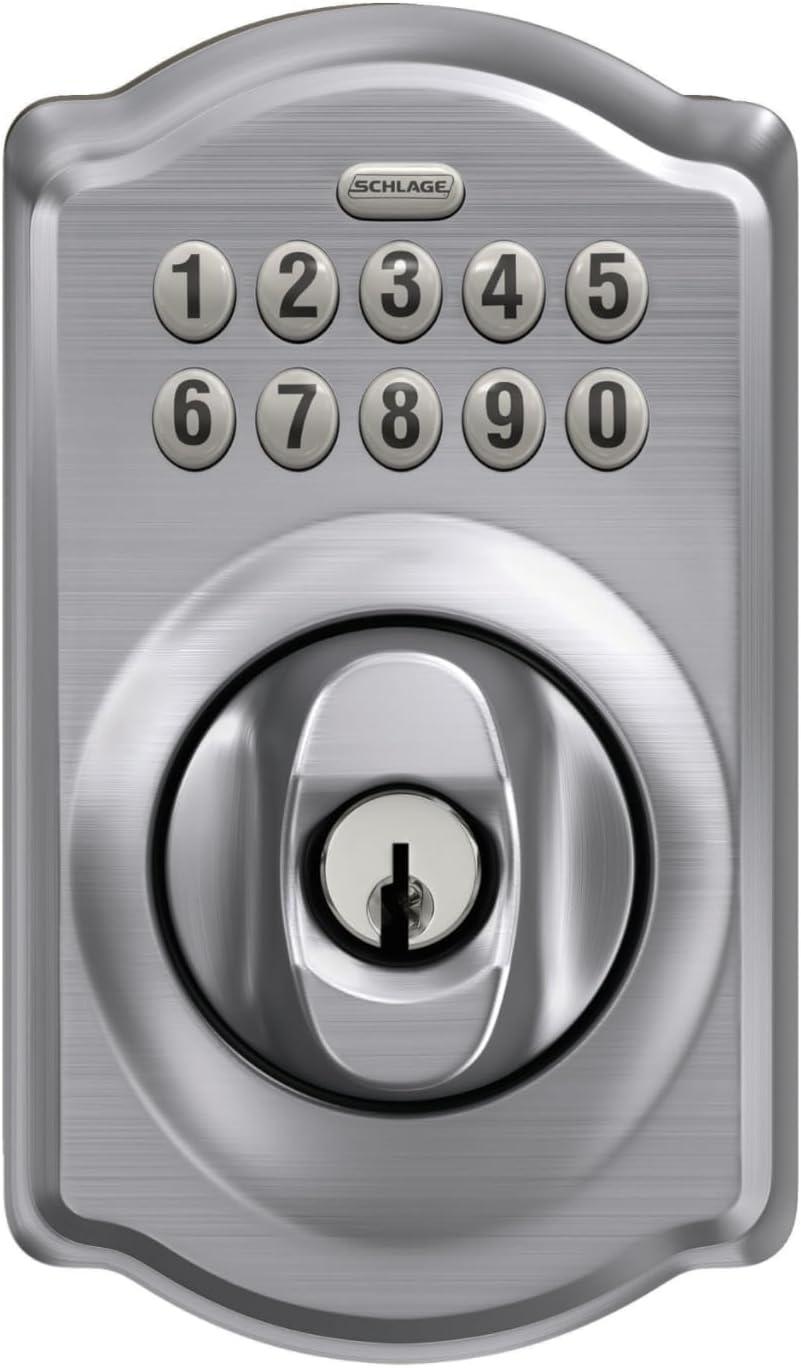 image:imageSchlage BE365 V CAM 619 Camelot Keypad Deadbolt Electronic Keyless Entry Lock Satin NickelSatin Chrome