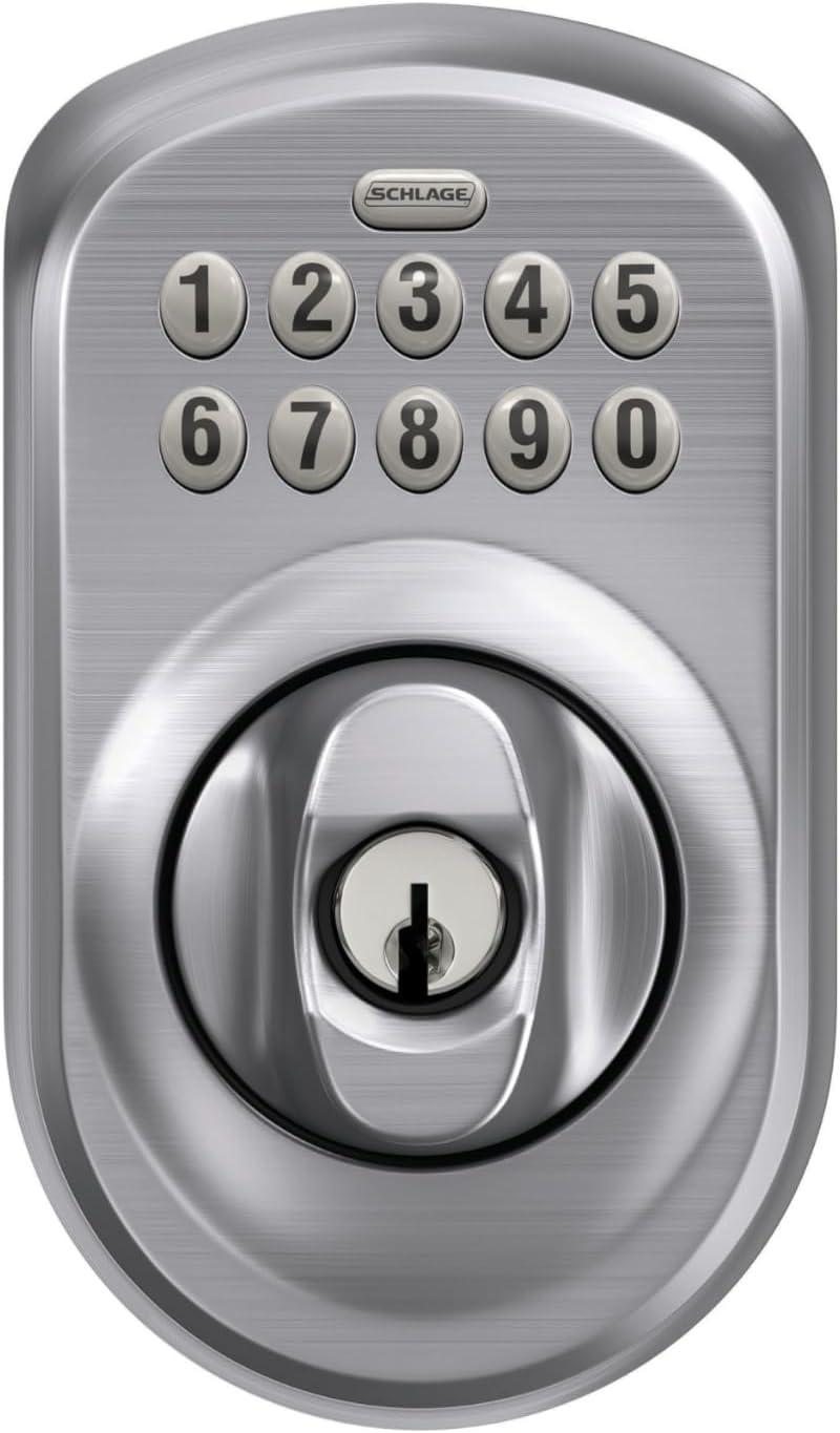 image:imageSchlage BE365 V CAM 619 Camelot Keypad Deadbolt Electronic Keyless Entry Lock Satin NickelSatin Chrome