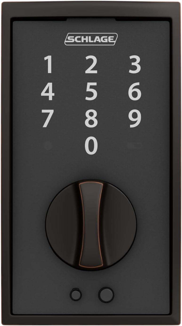 image:imageSchlage BE375 CAM 619 Touch Camelot Deadbolt Electronic Keyless Entry Lock Satin NickelAged Bronze