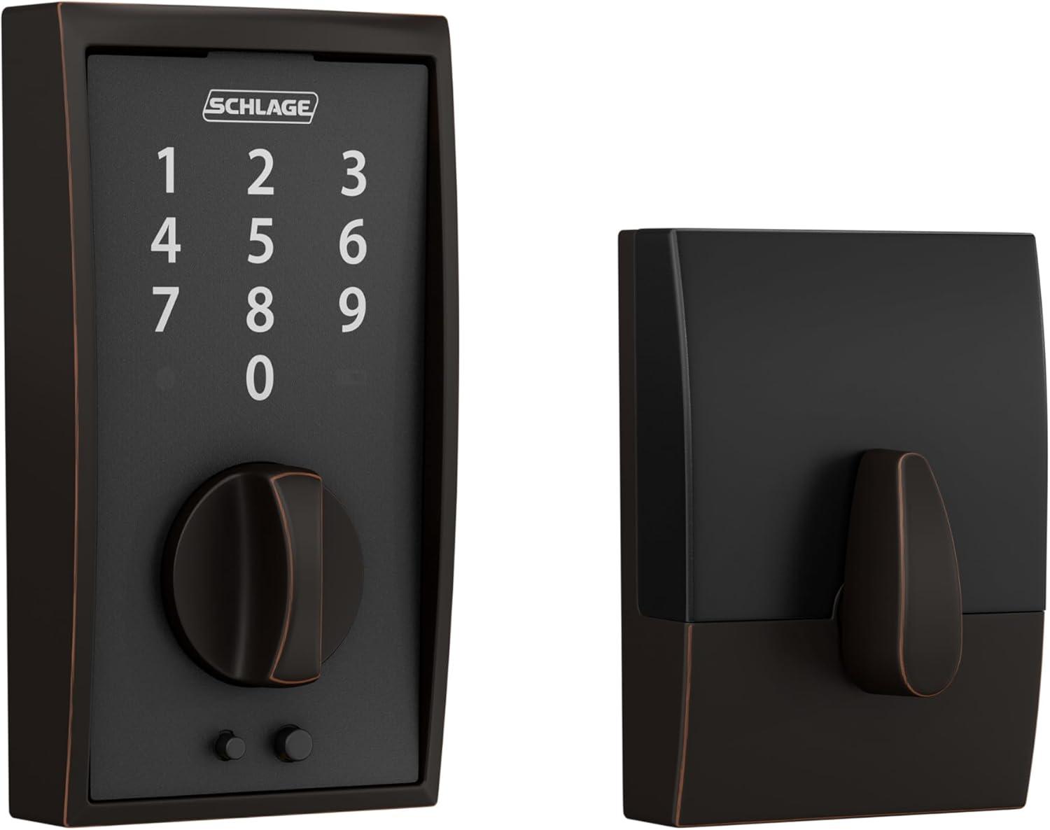 image:imageSchlage BE375 CAM 619 Touch Camelot Deadbolt Electronic Keyless Entry Lock Satin NickelAged Bronze
