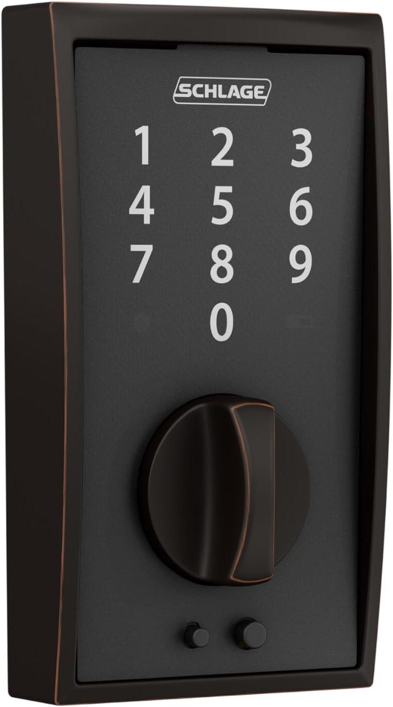 image:imageSchlage BE375 CAM 619 Touch Camelot Deadbolt Electronic Keyless Entry Lock Satin NickelAged Bronze
