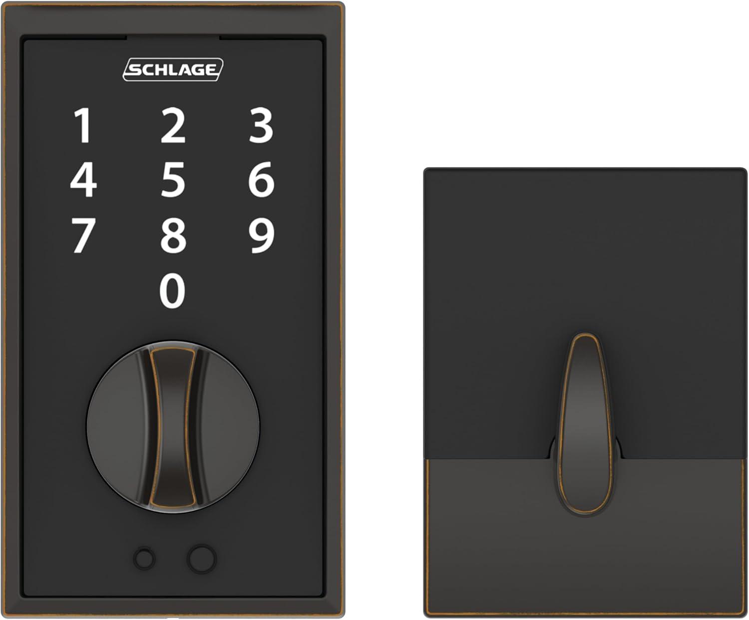 image:imageSchlage BE375 CAM 619 Touch Camelot Deadbolt Electronic Keyless Entry Lock Satin NickelAged Bronze