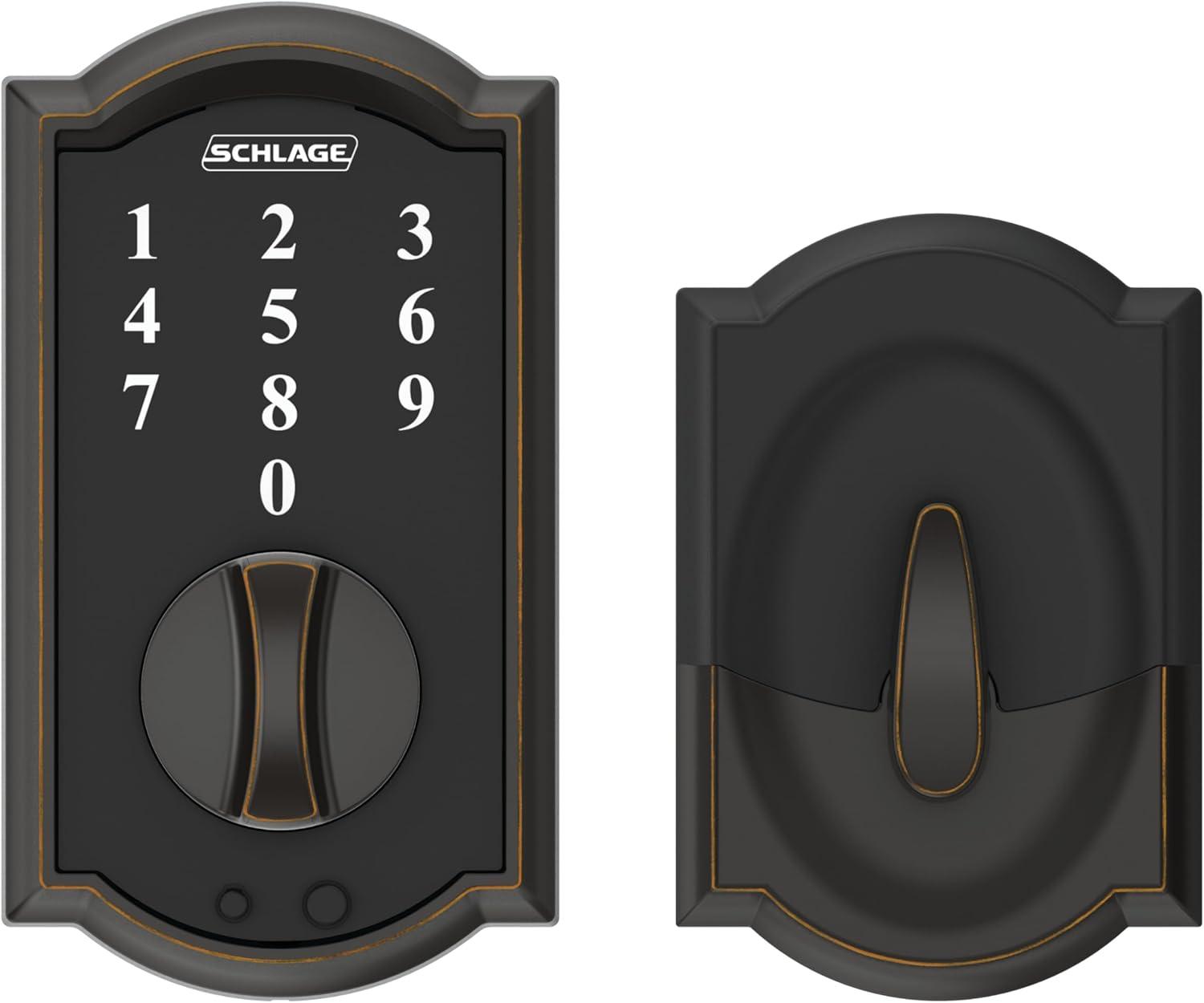 image:imageSchlage BE375 CAM 619 Touch Camelot Deadbolt Electronic Keyless Entry Lock Satin NickelAged Bronze