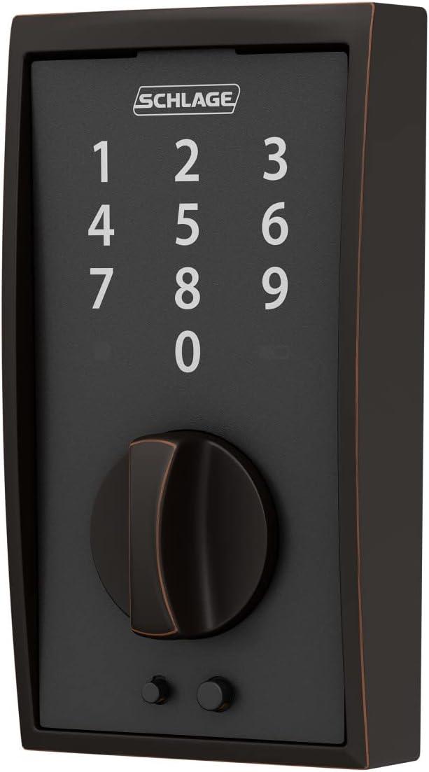 image:imageSchlage BE375 CAM 619 Touch Camelot Deadbolt Electronic Keyless Entry Lock Satin NickelAged Bronze
