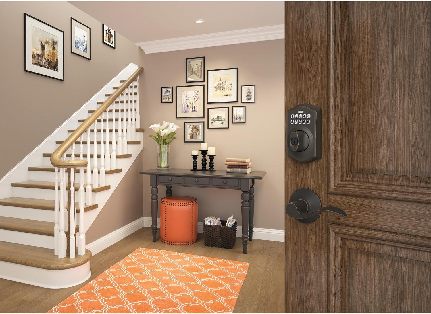 image:imageSchlage BE375 CAM 619 Touch Camelot Deadbolt Electronic Keyless Entry Lock Satin NickelAged Bronze