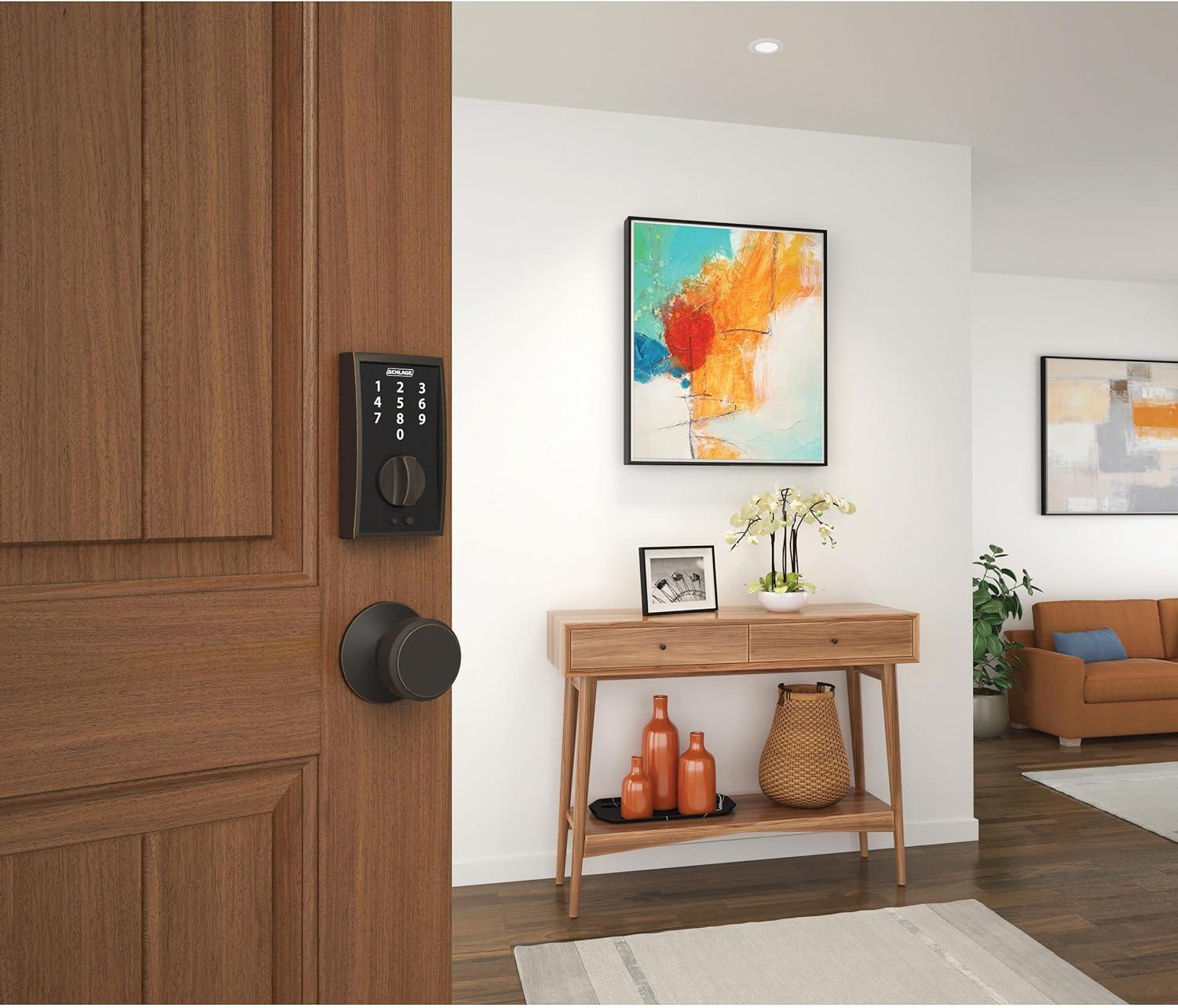 image:imageSchlage BE375 CAM 619 Touch Camelot Deadbolt Electronic Keyless Entry Lock Satin NickelAged Bronze