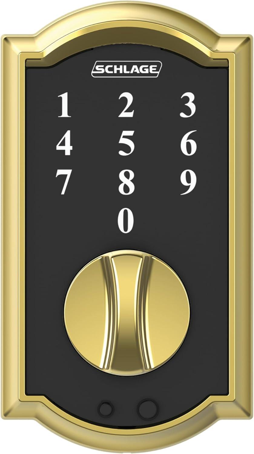 image:imageSchlage BE375 CAM 619 Touch Camelot Deadbolt Electronic Keyless Entry Lock Satin NickelBright Brass