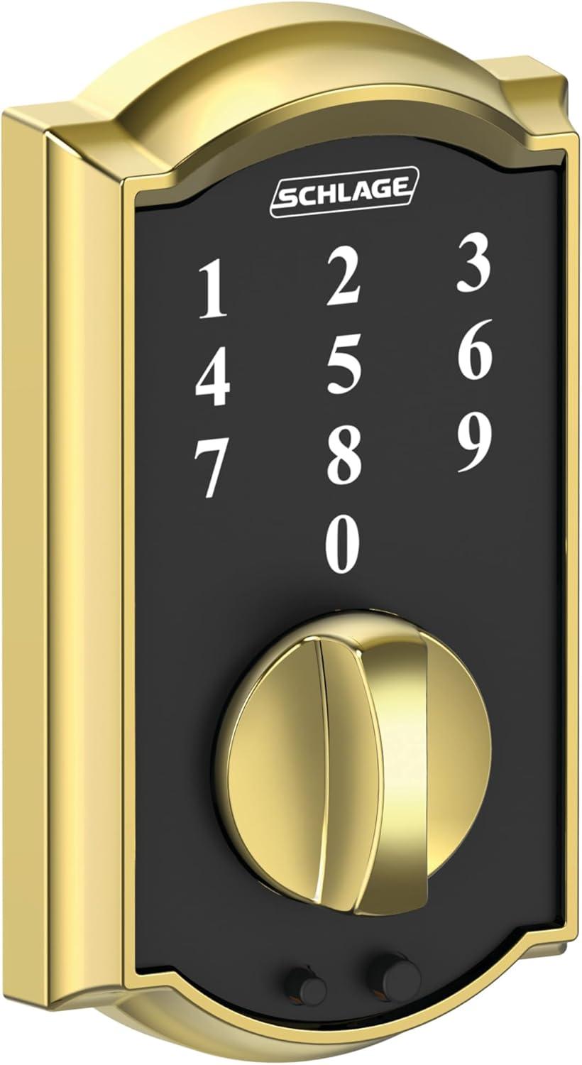 image:imageSchlage BE375 CAM 619 Touch Camelot Deadbolt Electronic Keyless Entry Lock Satin NickelBright Brass