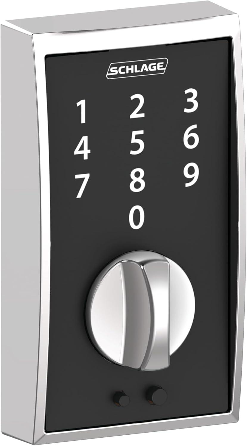image:imageSchlage BE375 CAM 619 Touch Camelot Deadbolt Electronic Keyless Entry Lock Satin NickelBright Chrome