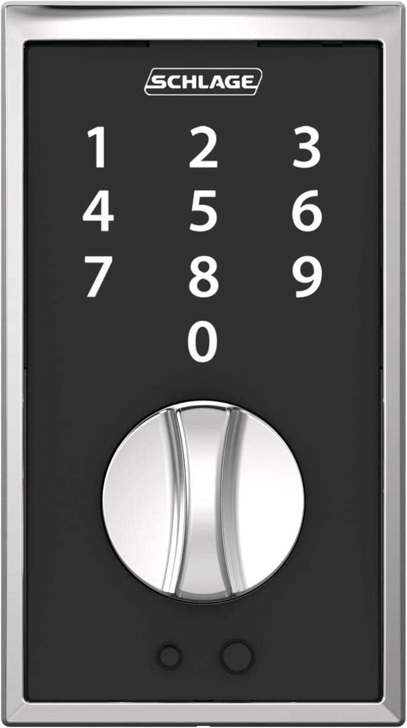 image:imageSchlage BE375 CAM 619 Touch Camelot Deadbolt Electronic Keyless Entry Lock Satin NickelBright Chrome