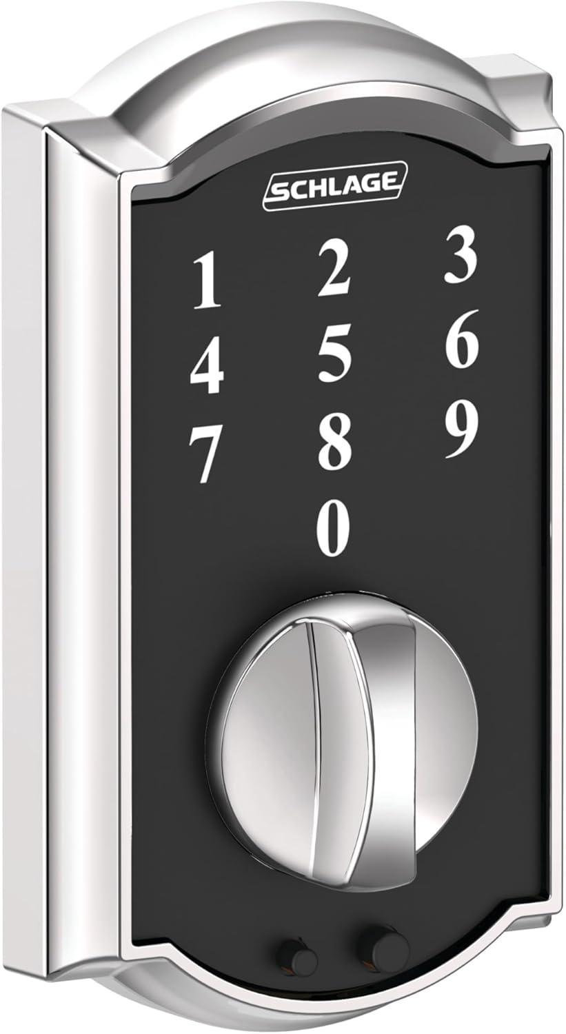 image:imageSchlage BE375 CAM 619 Touch Camelot Deadbolt Electronic Keyless Entry Lock Satin NickelBright Chrome