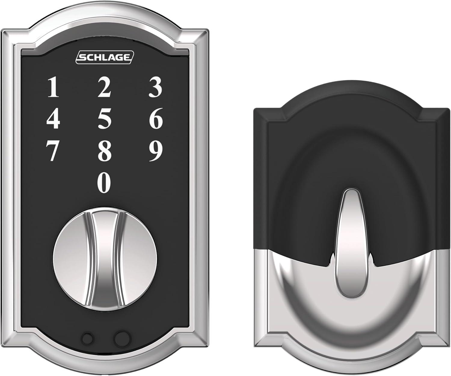 image:imageSchlage BE375 CAM 619 Touch Camelot Deadbolt Electronic Keyless Entry Lock Satin NickelBright Chrome