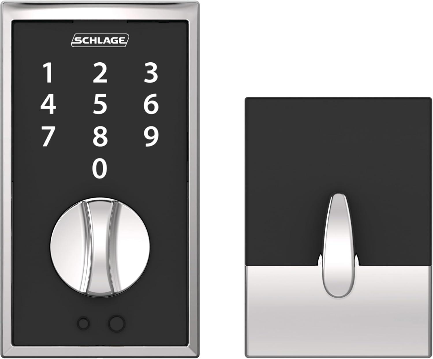 image:imageSchlage BE375 CAM 619 Touch Camelot Deadbolt Electronic Keyless Entry Lock Satin NickelBright Chrome