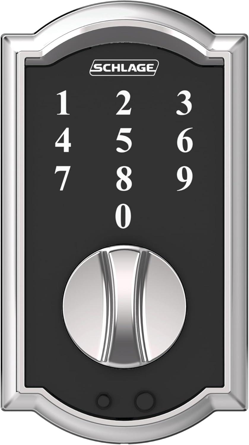 image:imageSchlage BE375 CAM 619 Touch Camelot Deadbolt Electronic Keyless Entry Lock Satin NickelBright Chrome