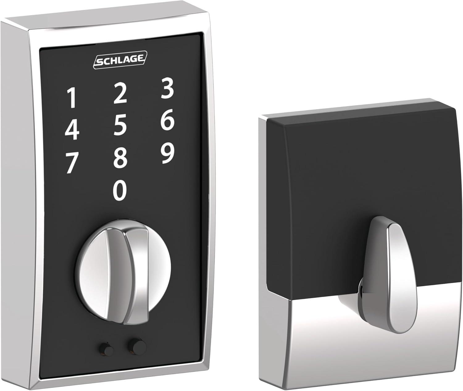 image:imageSchlage BE375 CAM 619 Touch Camelot Deadbolt Electronic Keyless Entry Lock Satin NickelBright Chrome
