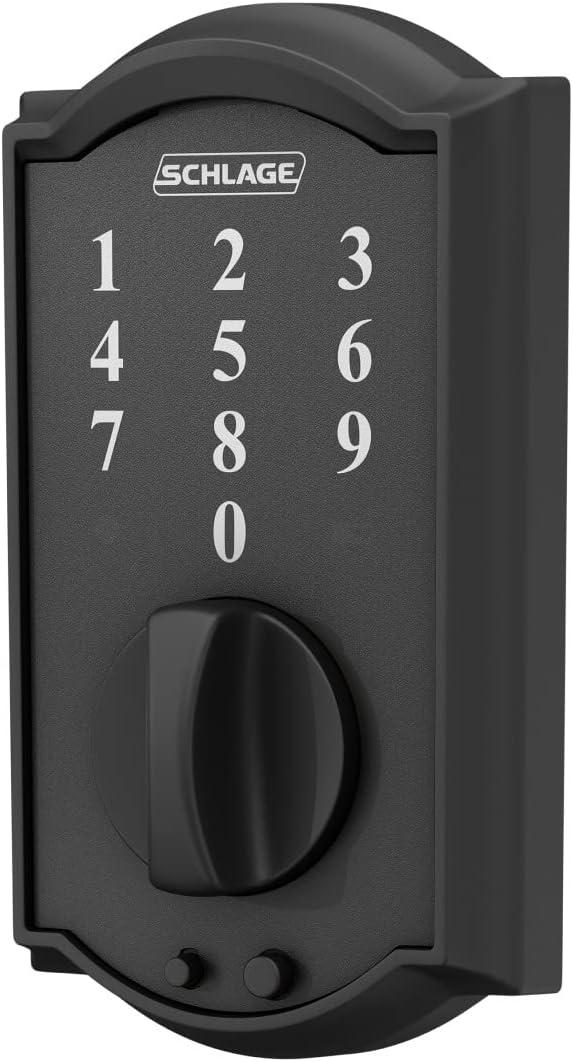 image:imageSchlage BE375 CAM 619 Touch Camelot Deadbolt Electronic Keyless Entry Lock Satin NickelMatte Black