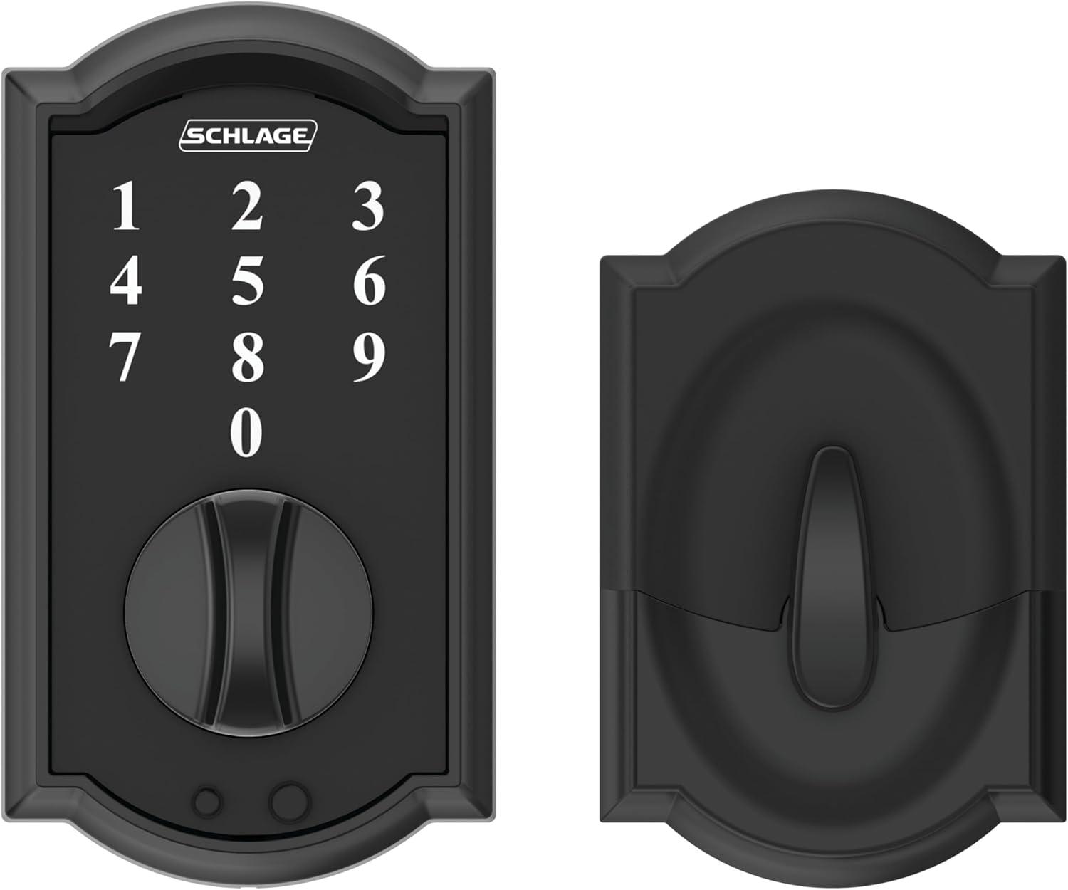 image:imageSchlage BE375 CAM 619 Touch Camelot Deadbolt Electronic Keyless Entry Lock Satin NickelMatte Black