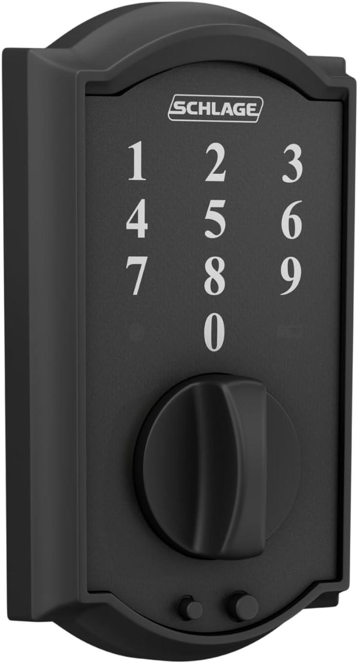 image:imageSchlage BE375 CAM 619 Touch Camelot Deadbolt Electronic Keyless Entry Lock Satin NickelMatte Black