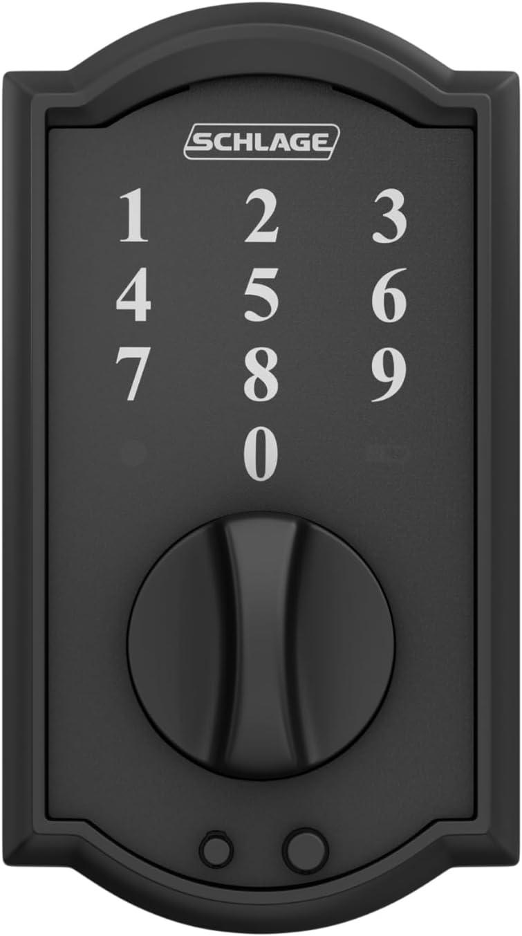 image:imageSchlage BE375 CAM 619 Touch Camelot Deadbolt Electronic Keyless Entry Lock Satin NickelMatte Black