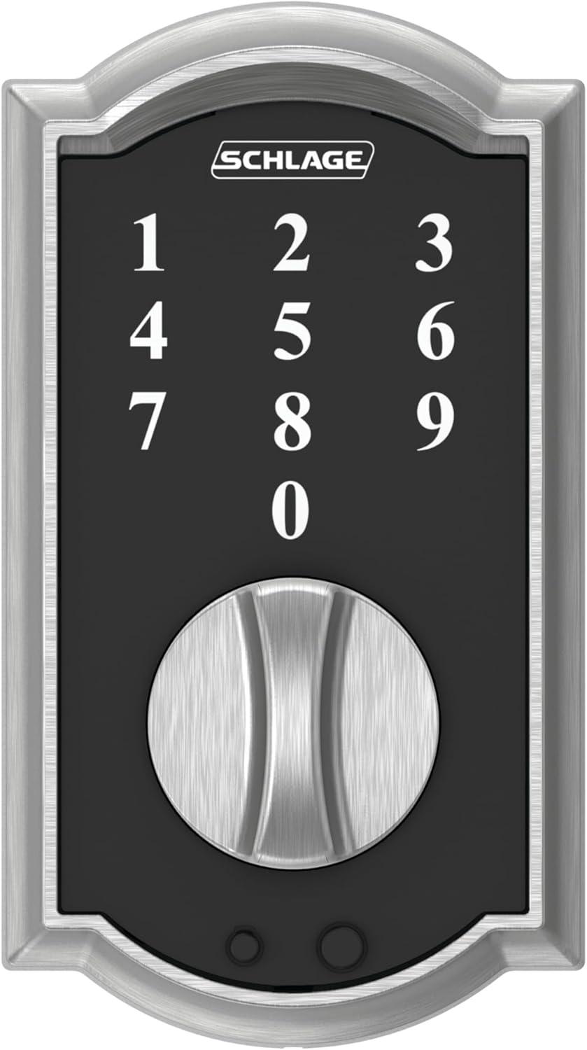 image:imageSchlage BE375 CAM 619 Touch Camelot Deadbolt Electronic Keyless Entry Lock Satin NickelSatin Chrome