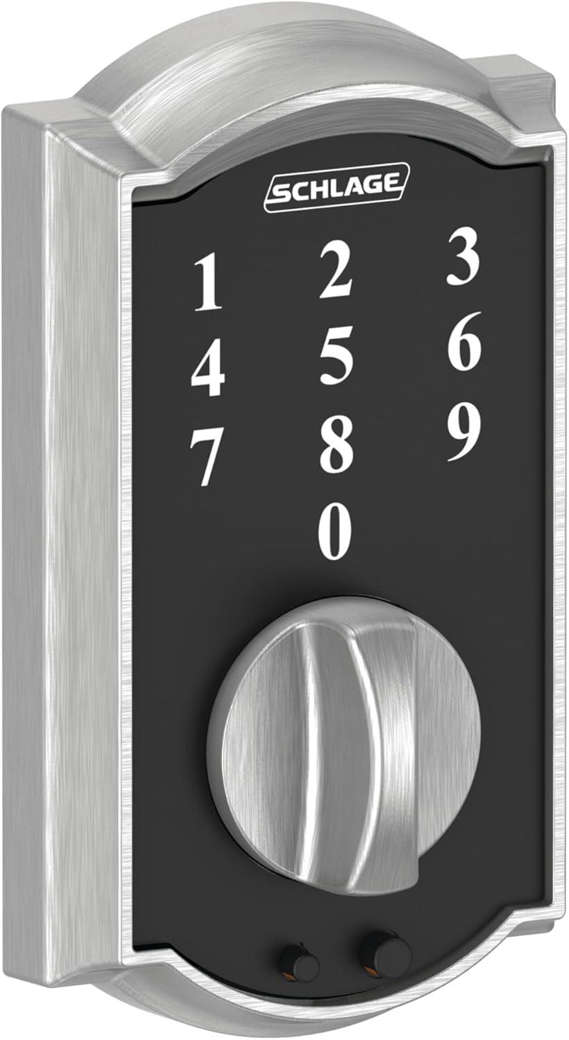 image:imageSchlage BE375 CAM 619 Touch Camelot Deadbolt Electronic Keyless Entry Lock Satin NickelSatin Chrome