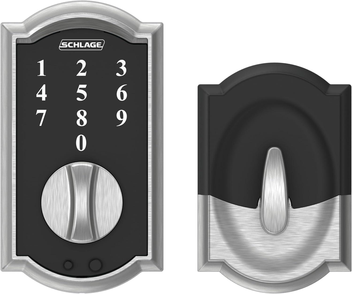 image:imageSchlage BE375 CAM 619 Touch Camelot Deadbolt Electronic Keyless Entry Lock Satin NickelSatin Chrome