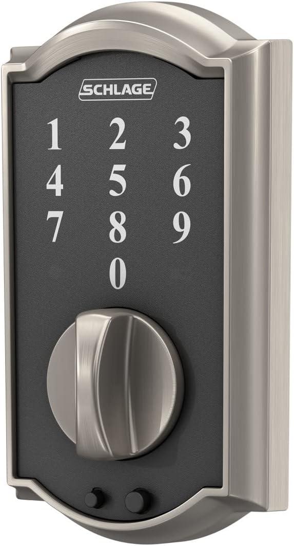 image:imageSchlage BE375 CAM 619 Touch Camelot Deadbolt Electronic Keyless Entry Lock Satin NickelSatin Nickel