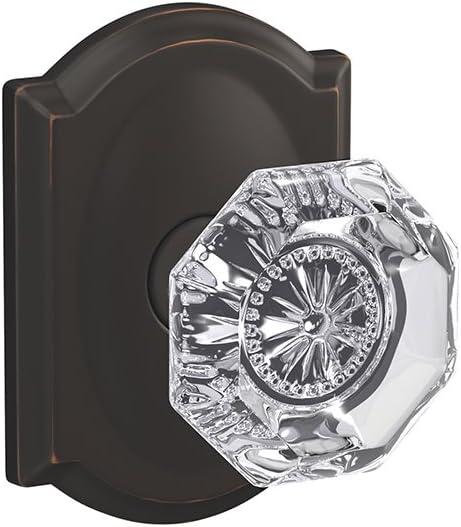image:imageSchlage Custom FC21 ALX 716 CAM Alexandria Glass Knob with Camelot Trim HallCloset and BedBath Lock Aged BronzeAged Bronze