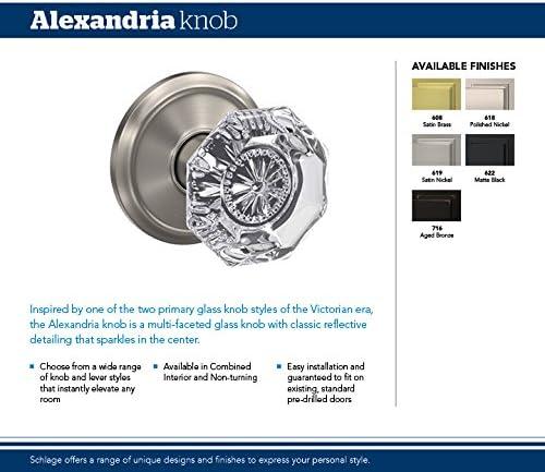 image:imageSchlage Custom FC21 ALX 716 CAM Alexandria Glass Knob with Camelot Trim HallCloset and BedBath Lock Aged BronzeAged Bronze