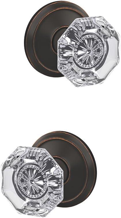 image:imageSchlage Custom FC21 ALX 716 CAM Alexandria Glass Knob with Camelot Trim HallCloset and BedBath Lock Aged BronzeAged Bronze