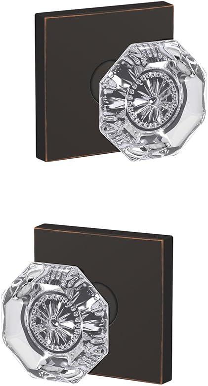 image:imageSchlage Custom FC21 ALX 716 CAM Alexandria Glass Knob with Camelot Trim HallCloset and BedBath Lock Aged BronzeAged Bronze