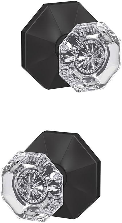 image:imageSchlage Custom FC21 ALX 716 CAM Alexandria Glass Knob with Camelot Trim HallCloset and BedBath Lock Aged BronzeMatte Black