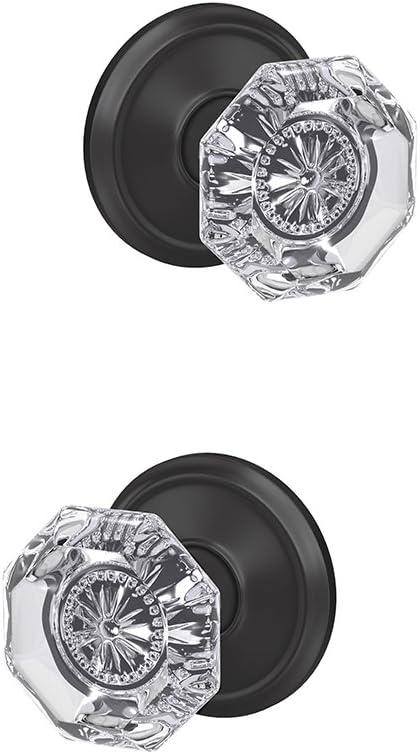 image:imageSchlage Custom FC21 ALX 716 CAM Alexandria Glass Knob with Camelot Trim HallCloset and BedBath Lock Aged BronzeMatte Black